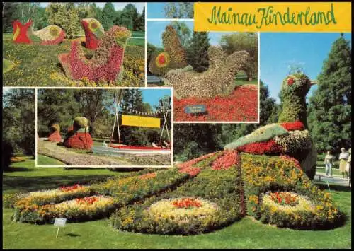 Insel Mainau Konstanz im Bodensee Blumentiere im Kinderland Mehrbild-AK 1980