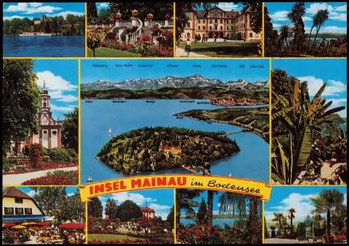 Insel Mainau-Konstanz Mehrbildkarte mit diversen Ortsansichten 1985