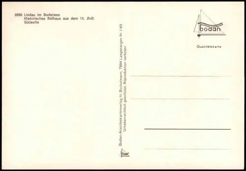 Lindau (Bodensee) Historisches Rathaus aus dem 15. Jhdt. Südseite 1983