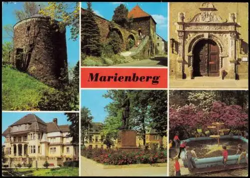 Marienberg im Erzgebirge DDR Mehrbildkarte u.a. mit Roter Turm Pionierhaus 1985