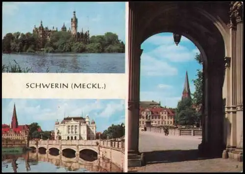 Schwerin Burgsee mit Schloß, Staatstheater und Dom, Blick zum Dom 1969