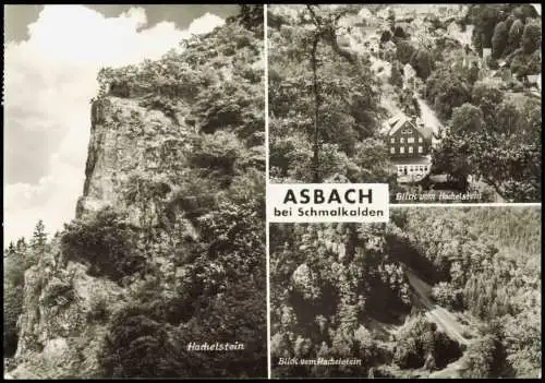 Asbach-Schmalkalden DDR Mehrbildkarte u.a. Blick vom Hachelstein 1986/1985