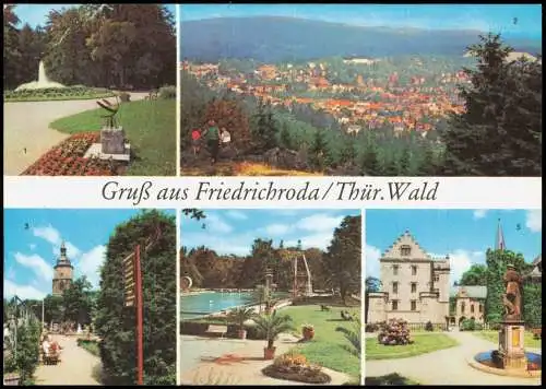 Friedrichroda Puschkinpark, Gesamtansicht  Schloß Reinhardsbrunn g1987