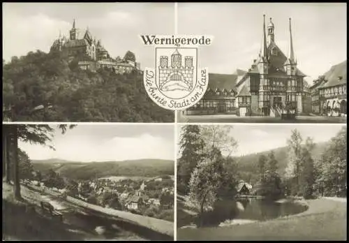 Ansichtskarte Wernigerode DDR Mehrbildkarte mit 4 Ortsansichten 1977/1971