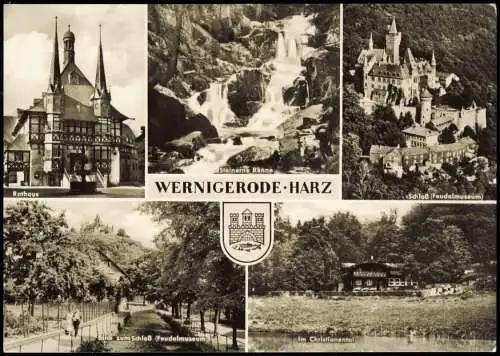 Wernigerode DDR Mehrbildkarte mit Rathaus, Schloss, Steinerne Renne uvm. 1972