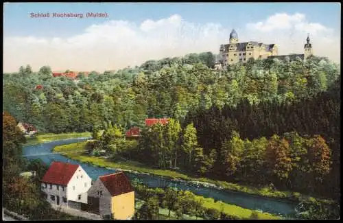 Ansichtskarte Rochsburg-Lunzenau Schloss Rochsburg Häuser 1914