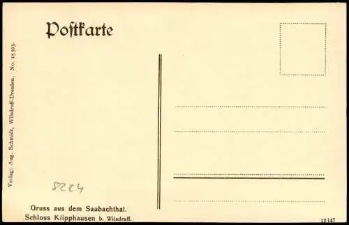 Ansichtskarte Klipphausen Gruss aus dem Saubachthal. Schloß Eingang 1912