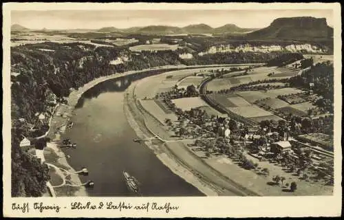 Ansichtskarte Rathen Blick von der Bastei ins Elbtal 1942