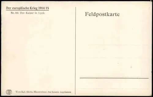 Postcard Lyck Ełk Der Kaiser Markt Soldaten Ostpreußen 1914