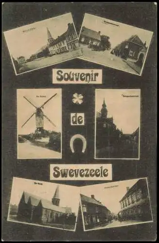 Postkaart Zwevezele Flandern Swevezeele Windmühle Straßen 1916 gel. Feldpost