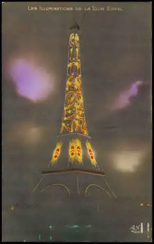 CPA Paris Eiffelturm Tour Eiffel Illuminiert Citroen Werbung 1913