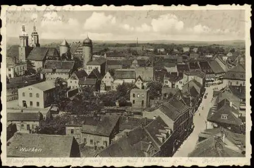 Ansichtskarte Wurzen Stadt und Straßenblick 1938