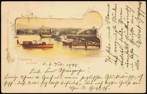 Ansichtskarte Genf Genève La Rade Dampfer Steamer 1898 Passepartout