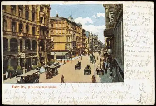 Ansichtskarte Mitte-Berlin Friedrichstraße Kutschen Kaiser Hotel 1903