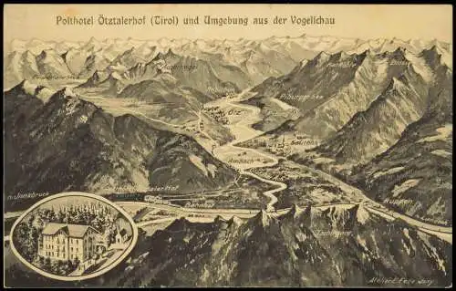 .Tirol Posthotel Ötztalerhof Ötz Ambach Künstlerkarte Eugen Felle Isny 1912