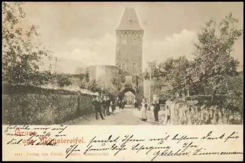 Ansichtskarte Bad Münstereifel Straßenpartie an der Stadtmauer u. Turm 1898