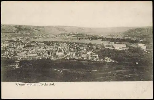 Ansichtskarte Cannstatt-Stuttgart Blick auf die Stadt mit Neckartal 1912