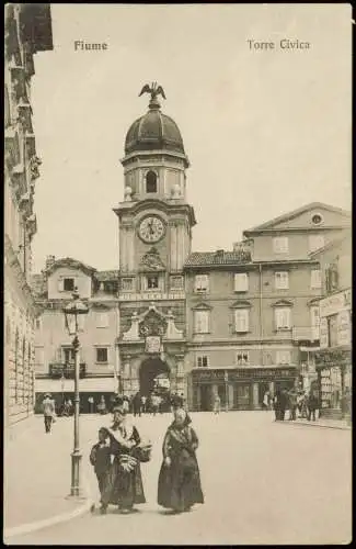 Postcard Rijeka Fiume/Reka Straßenpartie Geschäft Torre Civica 1912