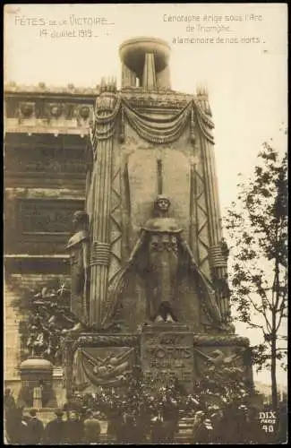 .Frankreich FETES DE LA VICTOIRE. Cenotaphe érigé sous l'Arc de Triomphe. 1919