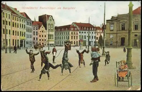 Ansichtskarte Düsseldorf Radschläger am Burgplatz 1911