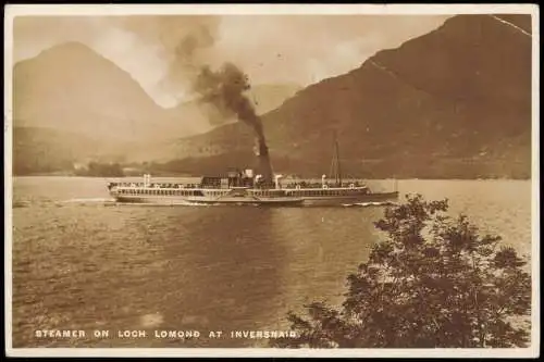 Postcard Schottland Loch Lomond at Inversnaids Dampfer Steamer 1929