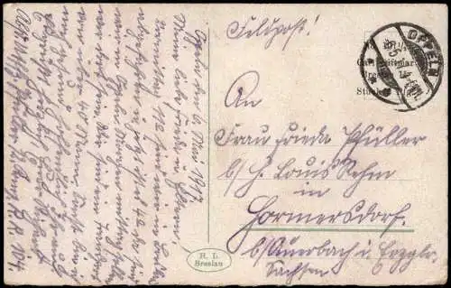 Postcard Breslau Wrocław Dominsel Dampfer Steamer 1914