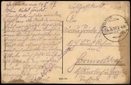 Bereschany Brzeżany Бережани Ul. Rohatyńska. 1917  gel Feldpost Blindstempel