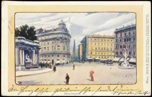 Ansichtskarte Wien Albrechtsplatz - Künstlerkarte 1902