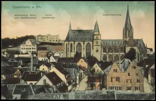 Ansichtskarte Oppenheim Künstlerkarte Stadt Straßenblick 1918