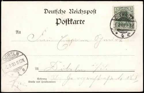 Ansichtskarte Chemnitz Promenadenweg um den Schlossteich 1903