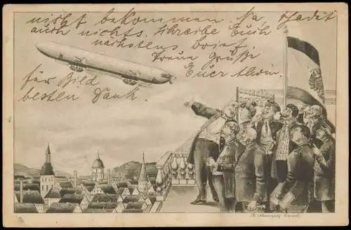 Ansichtskarte  Flugwesen - Zeppelin Die erste Luft-Personenpost 1909