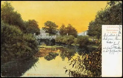 Ansichtskarte Leipzig Sommerabend a. d. Elster. 1906