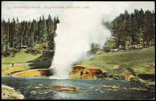 Postcard Wyoming Yellowstone Nationalpark Geysier Riverside Geyser 1912