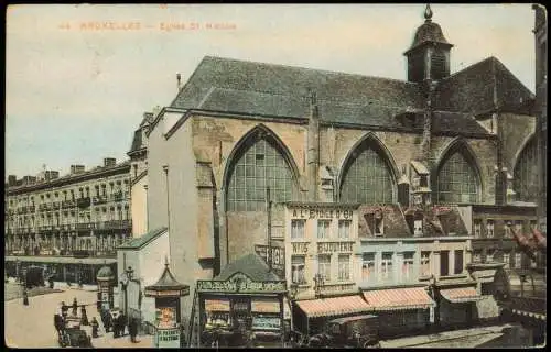 Postkaart Brüssel Bruxelles Eglise St Nicolas Straße Kiosk 1913