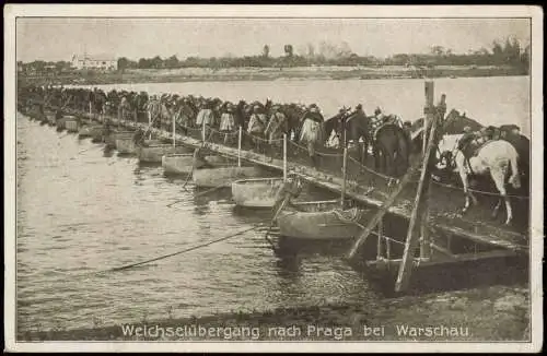 Praga Warschau  Warszawa Deutsche Kavallerie überschreitet Notbrücke 1917