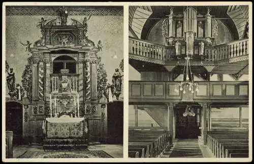 Ansichtskarte Greene-Kreiensen Kirche 2 Bild Altar und Orgel 1939