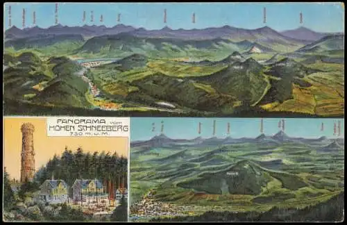 Tetschen-Bodenbach Decín Hoher Schneeberg 3 Bild mit Umland 1915