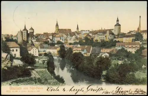 Ansichtskarte Bautzen Budyšin Stadtpartie - colorierte AK 1906