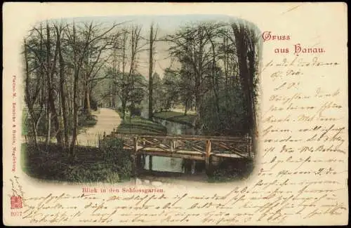 Ansichtskarte Hanau Blick in den Schlossgarten. 1904