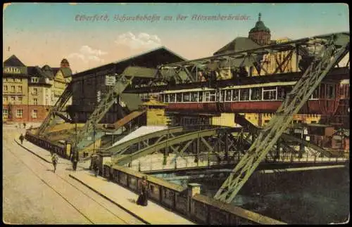 Ansichtskarte Elberfeld-Wuppertal Schwebebahn an der Alexanderbrücke. 1924