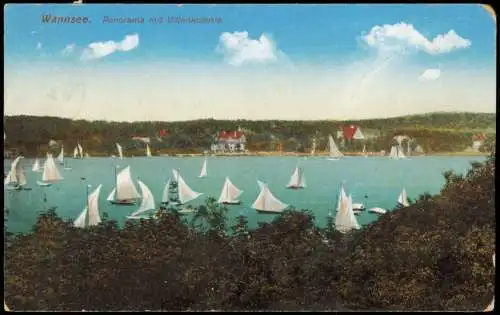 Ansichtskarte Wannsee-Berlin Wannsee Villenkolonie u. Segelboote 1917