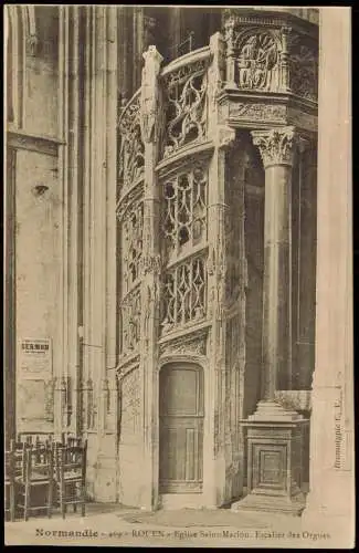 CPA Rouen Eglise Saint-Maclou. Escalier des Orgues 1918