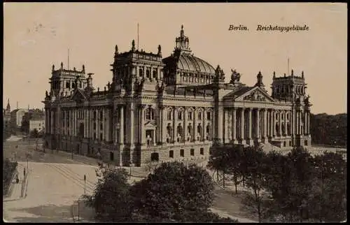 Ansichtskarte Berlin Straßenpartie am Reichstag 1912