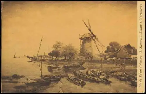 Künstlerkarte: Gemälde Anvers I Meyers Windmill Windmühle 1912