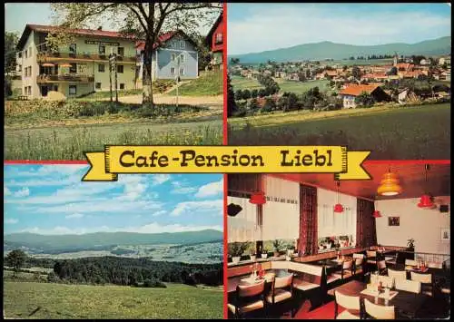 Ansichtskarte Neuschönau Cafe-Pension Liebl Gaststube Panorama 1970