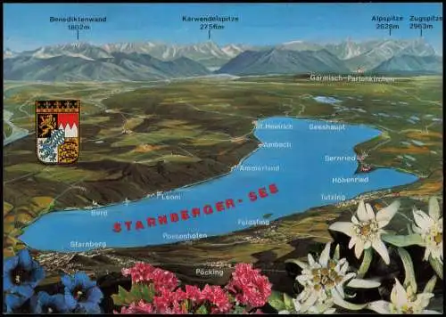 Ansichtskarte Starnberg Starnberger See Landkarten AK Edelweiß 1982
