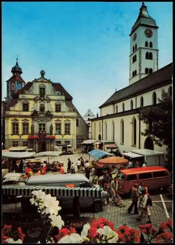 Ansichtskarte Wangen Allgäu Markt Markttreiben VW Bulli 1981