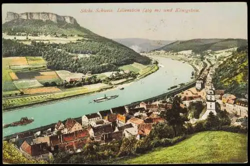Ansichtskarte Bad Schandau Lilienstein Königstein. 1923  gel. Vorinfla 40 Mark