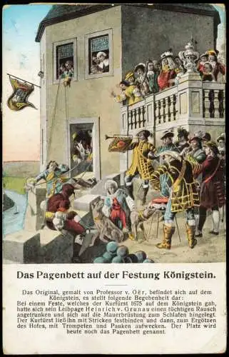 Königstein (Sächsische Schweiz) Das Pagenbett auf der Festung Königstein. 1916