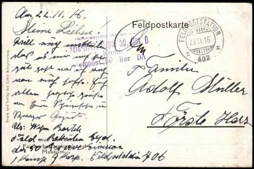 CPA Lille Faidherbe Denkmal Museum 1916  gel. Feldpoststempel